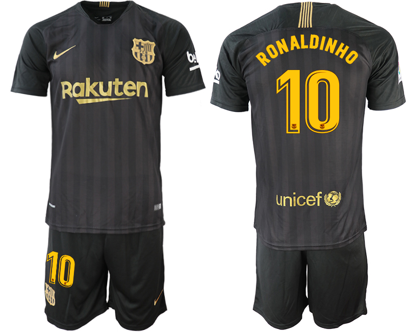 2018-19 Barcelona 10 RONALDINHO Black Training Jersey