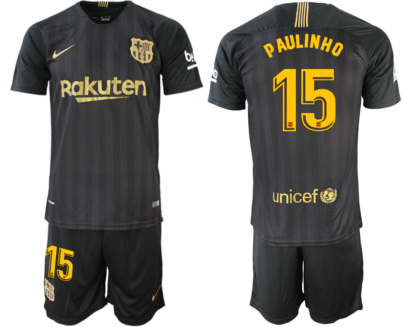 2018-19 Barcelona 15 PAULINHO Black Training Jersey 2018-19 Barcelona 15 PAULINHO Black Training Jersey
