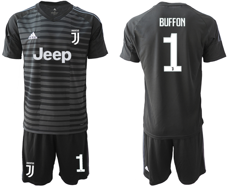 2018-19 Juventus 1 BUFFON Black Goalkeeper Soccer Jersey