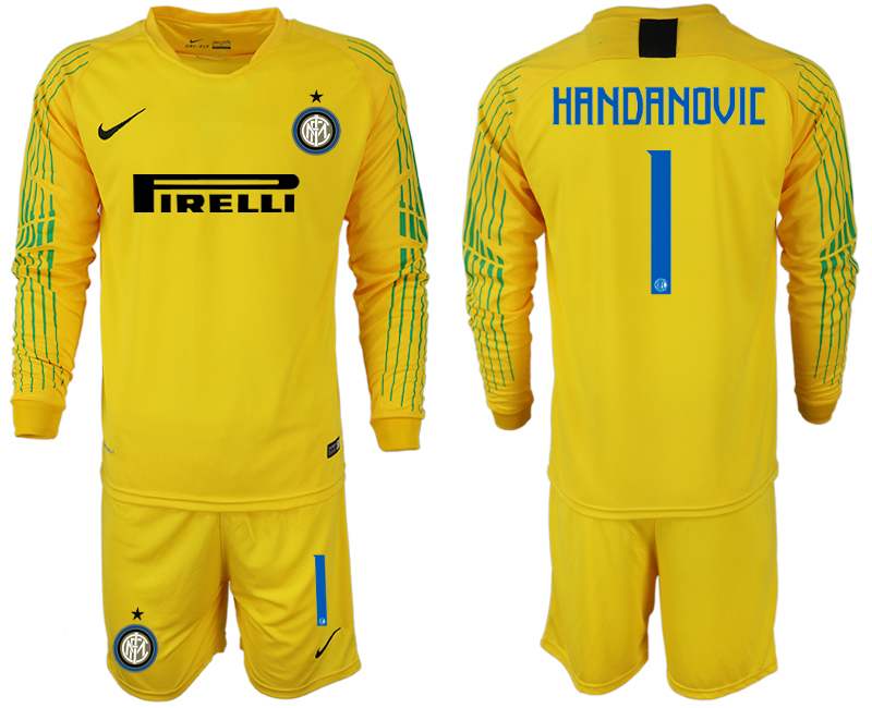 2018-19 Inter Milan 1 HANDANOVIC Yellow Long Sleeve Soccer Jersey
