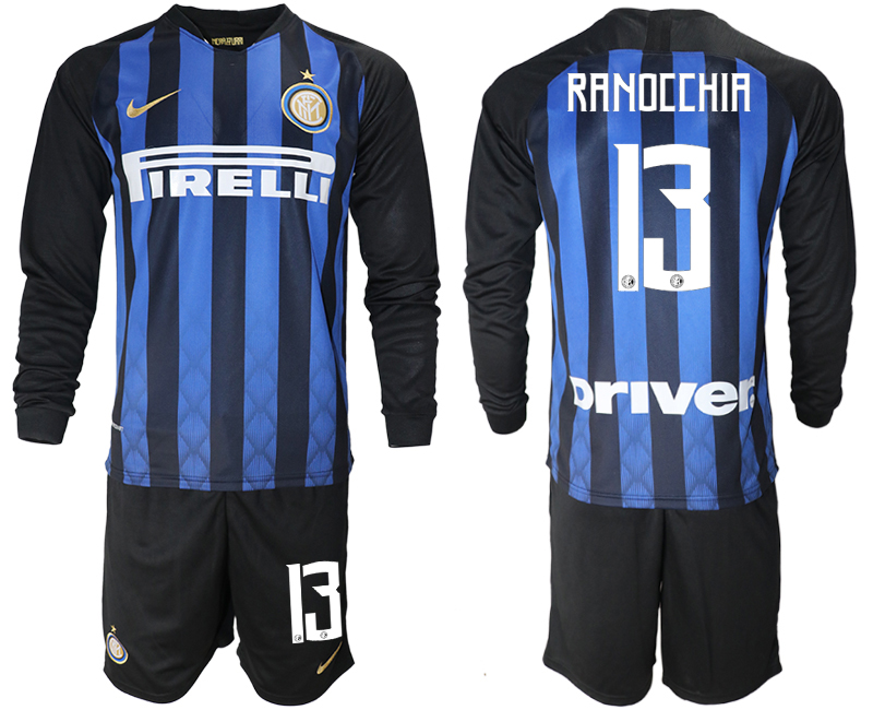 2018-19 Inter Milan 13 RANOCCHIA Home Long Sleeve Soccer Jersey