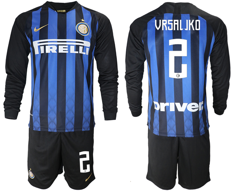 2018-19 Inter Milan 2 VRSALJKO Home Long Sleeve Soccer Jersey