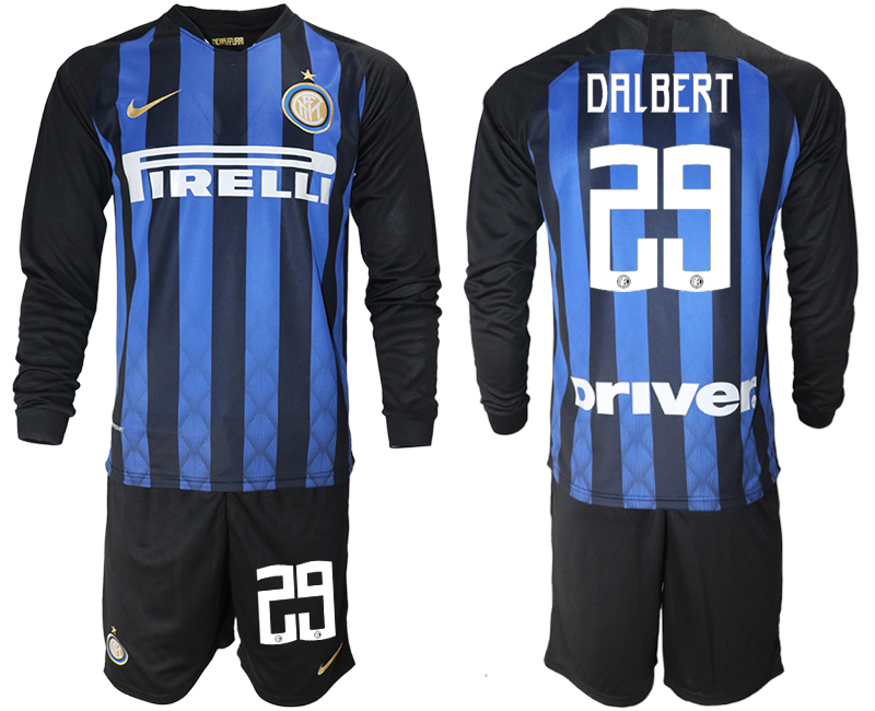 2018-19 Inter Milan 29 DALBERT Home Long Sleeve Soccer Jersey