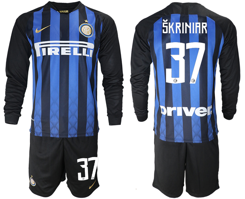 2018-19 Inter Milan 37 SKRINIAR Home Long Sleeve Soccer Jersey