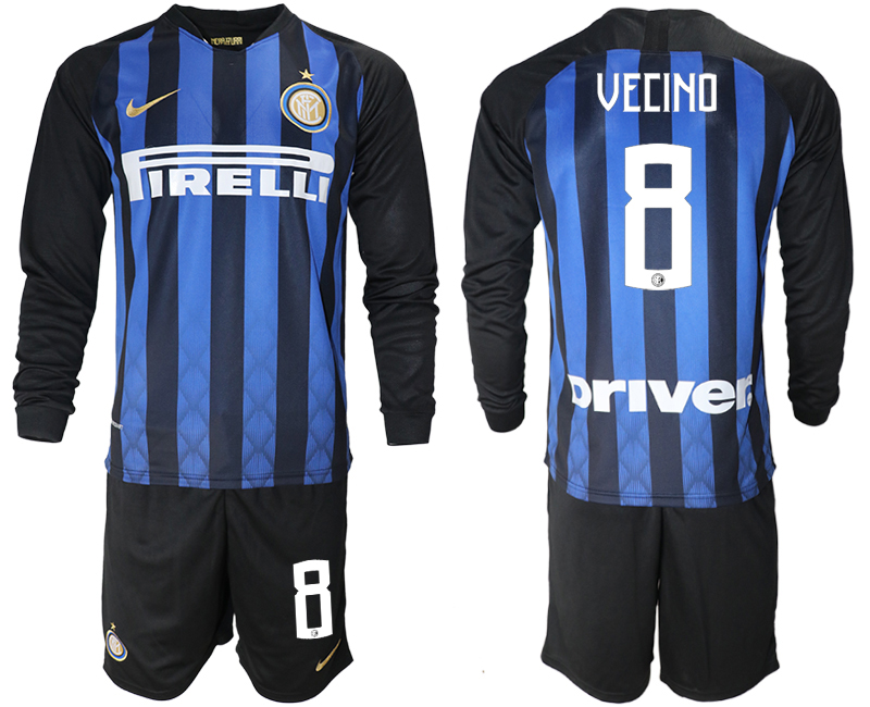 2018-19 Inter Milan 8 VECINO Home Long Sleeve Soccer Jersey