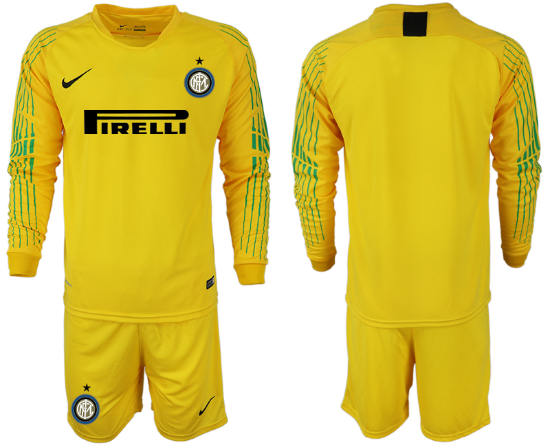 2018-19 Inter Milan Yellow Long Sleeve Soccer Jersey