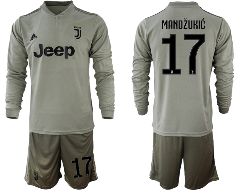 2018-19 Juventus 17 MANDZUKIC Away Long Sleeve Soccer Jersey