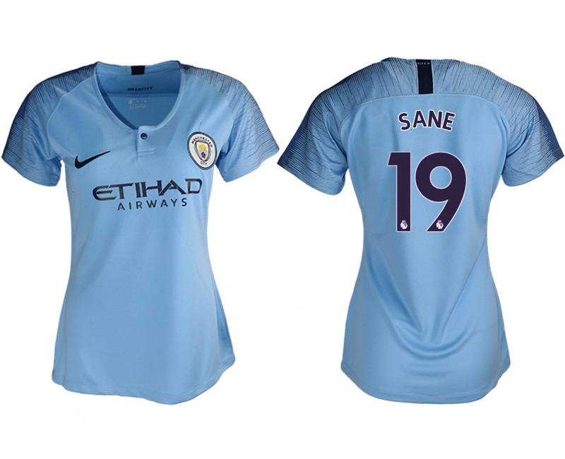 2018-19 Manchester City 19 SANE Home Women Soccer Jersey
