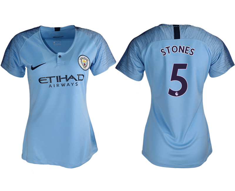 2018-19 Manchester City 5 STONES Home Women Soccer Jersey