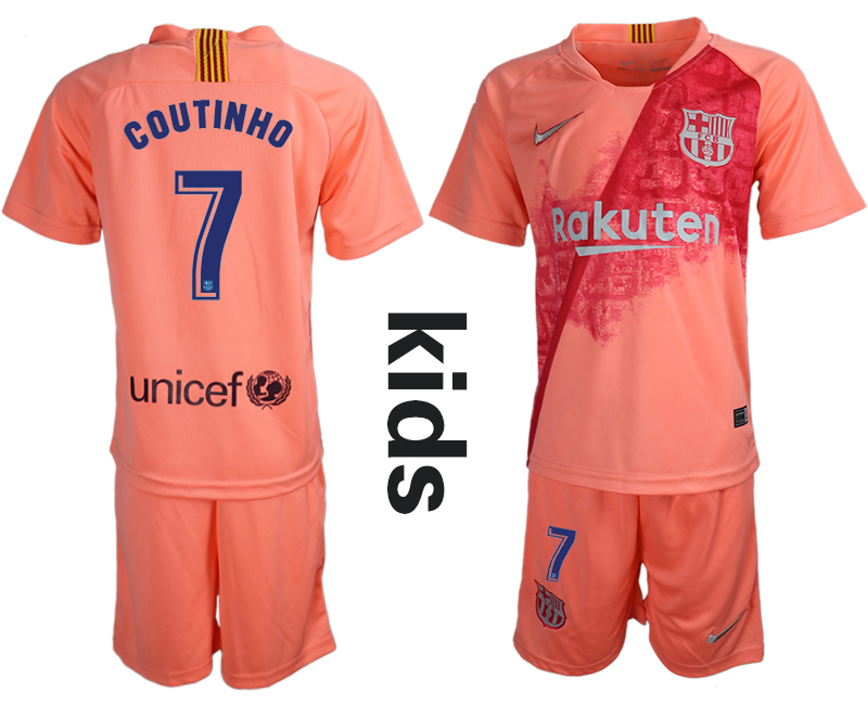 2018-19 Barcelona 7 COUTINHO Third Away Youth Soccer Jersey