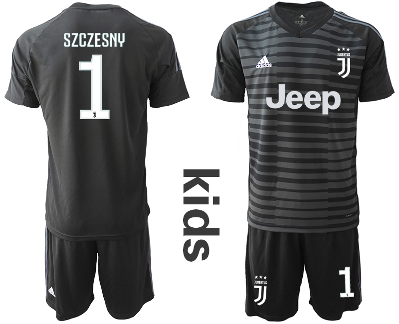2018-19 Juventus 1 SZCZESNY Black Youth Goalkeeper Soccer Jersey