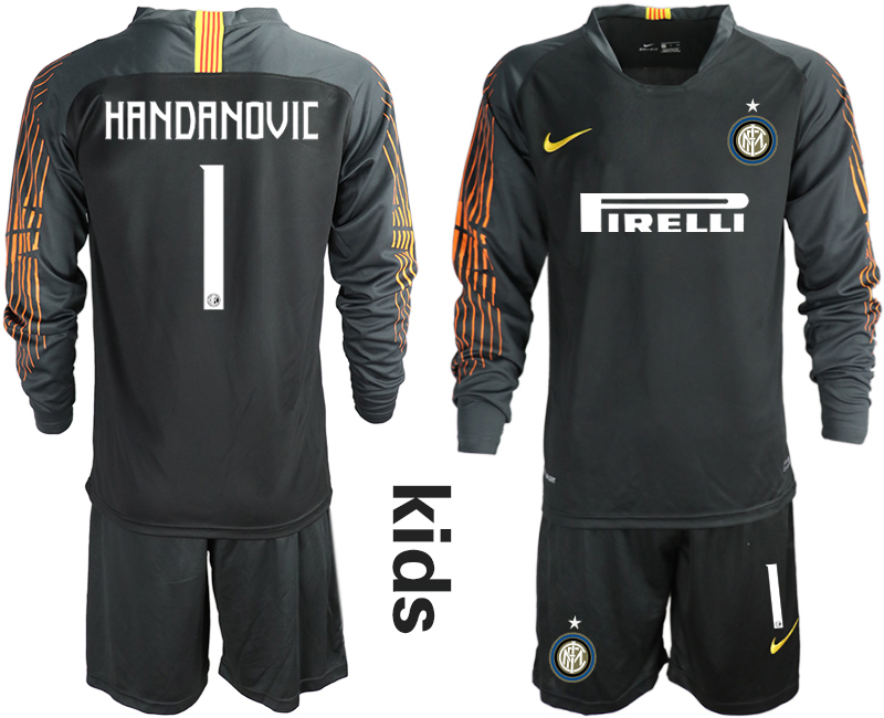 2018-19 Inter Milan 1 HANDANOVIC Black Youth Long Sleeve Soccer Jersey