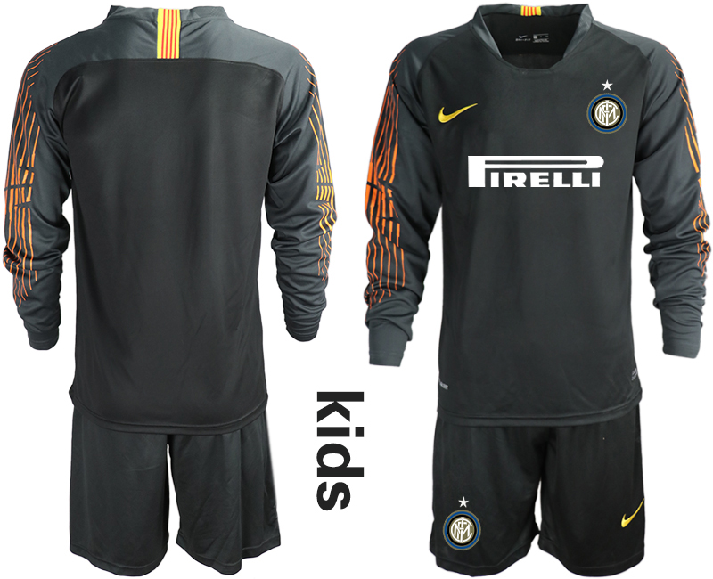 2018-19 Inter Milan Black Youth Long Sleeve Soccer Jersey