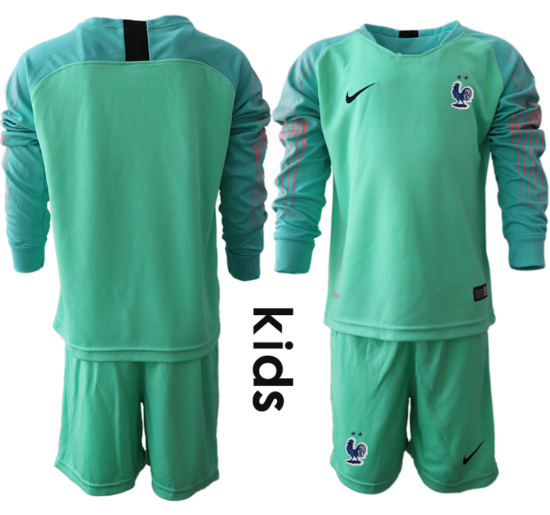 France Green 2-Star Youth 2018 FIFA World Cup Goalkeeper Soccer Jersey - Click Image to Close