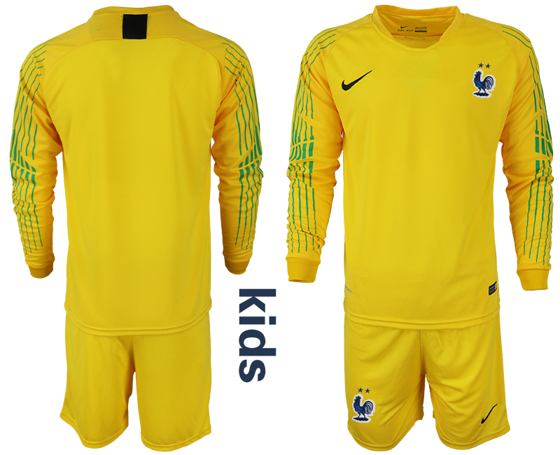 France Yellow 2-Star Youth 2018 FIFA World Cup Goalkeeper Soccer Jersey