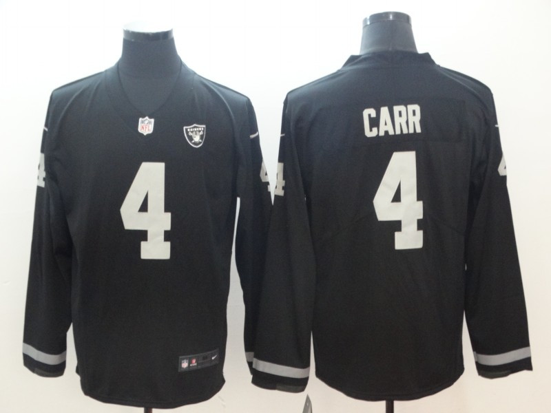 Nike Raiders 4 Derek Carr Black Therma Long Sleeve Jersey