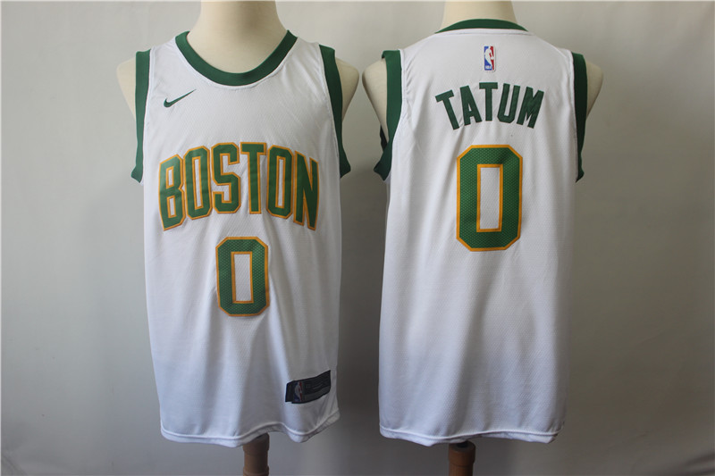 Celtics 0 Jayson Tatum White City Edition Nike Swingman Jersey