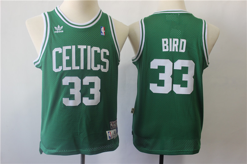 Celtics 33 Larry Bird Green Youth Hardwood Classics Jersey - Click Image to Close