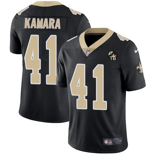 Nike Saints 41 Alvin Kamara White Black With Tom Benson Patch Vapor Untouchable Limited Jersey