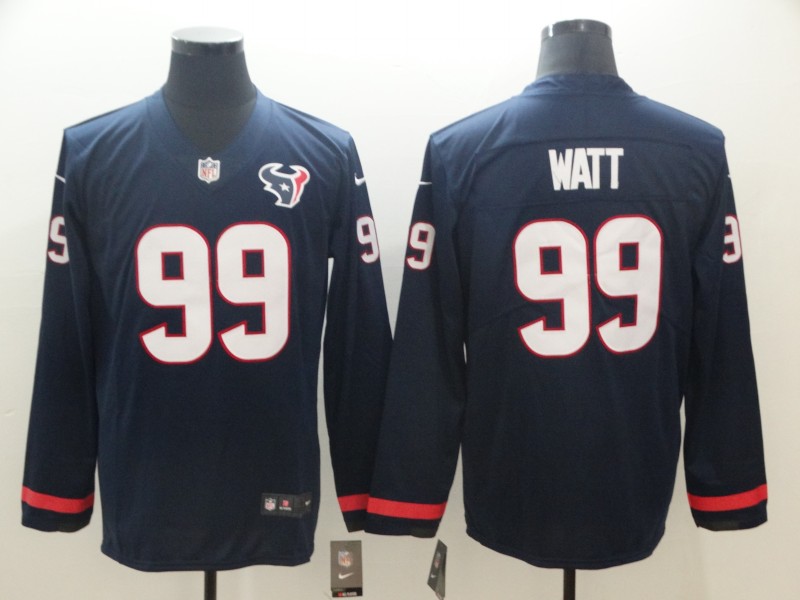 Nike Texans 99 J.J. Watt Navy Therma Long Sleeve Jersey