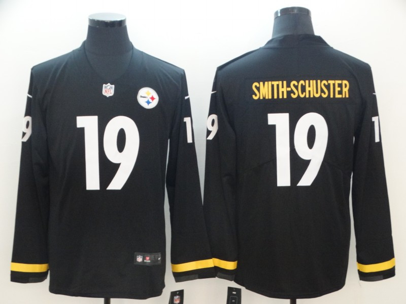 Nike Steelers 19 JuJu Smith-Schuster Black Therma Long Sleeve Jersey