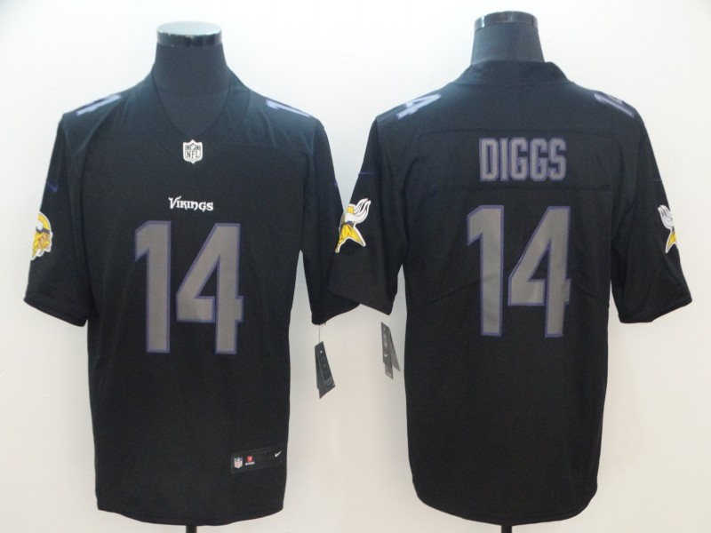Nike Vikings 14 Stefon Diggs Black Impact Rush Limited Jersey