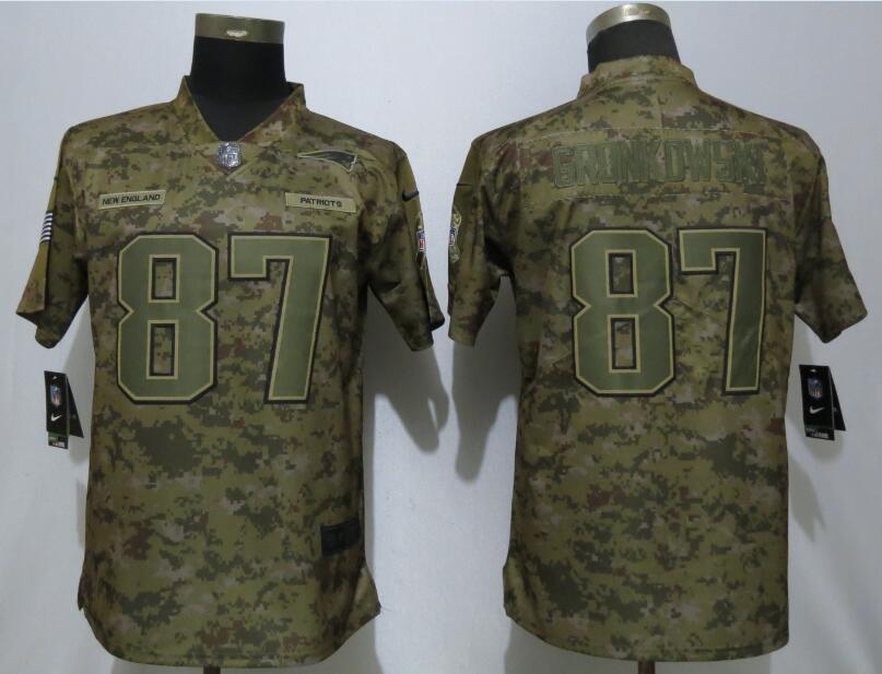 Nike Patriots 87 Rob Gronkowski Camo Women Salute To Service Limited Jersey