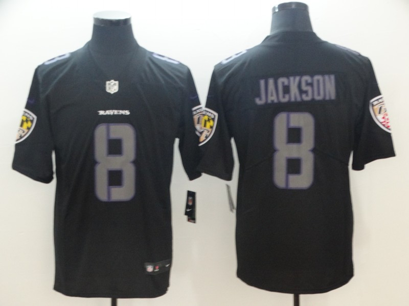 Nike Ravens 8 Lamar Jackson Black Impact Rush Limited Jersey