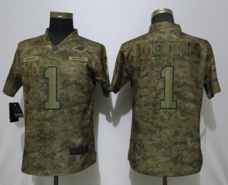 Nike Panthers 1 Cam Newton Camo Women Salute To Service Limited Jersey