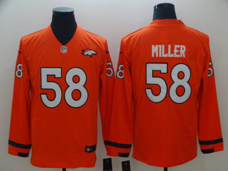 Nike Broncos 58 Von Miller Orange Therma Long Sleeve Jersey