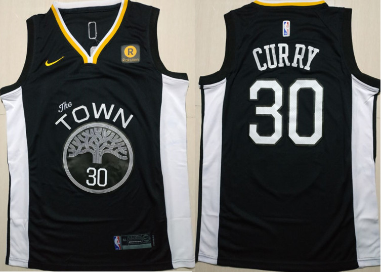 Warriors 30 Stephen Curry Black Statement Nike Swingman Jersey
