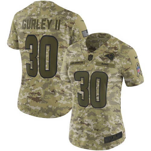Nike Rams 30 Todd Gurley II Camo Women Salute To Service Limited Jersey