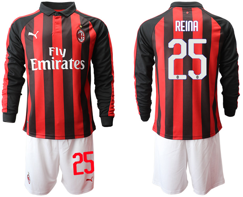 2018-19 AC Milan 25 REINA Home Long Sleeve Soccer Jersey