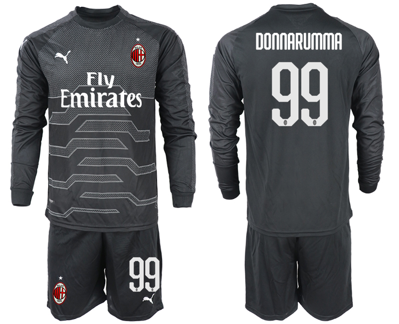2018-19 AC Milan 99 DONNARUMMA Black Long Sleeve Goalkeeper Soccer Jersey