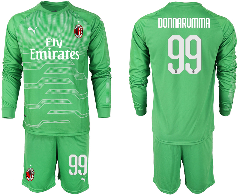 2018-19 AC Milan 99 DONNARUMMA Green Long Sleeve Goalkeeper Soccer Jersey