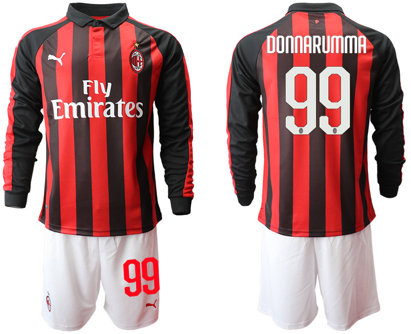 2018-19 AC Milan 99 DONNARUMMA Home Long Sleeve Soccer Jersey