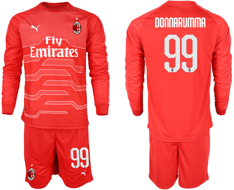 2018-19 AC Milan 99 DONNARUMMA Red Long Sleeve Goalkeeper Soccer Jersey