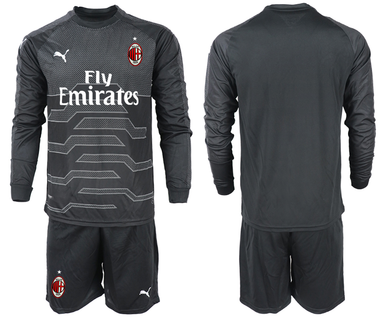 2018-19 AC Milan Black Long Sleeve Goalkeeper Soccer Jersey - Click Image to Close