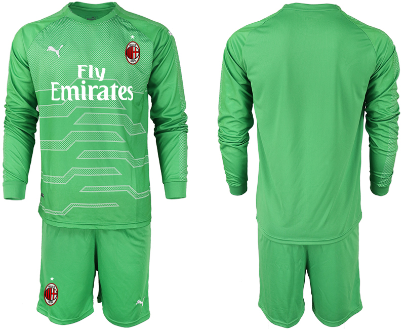 2018-19 AC Milan Green Long Sleeve Goalkeeper Soccer Jersey - Click Image to Close