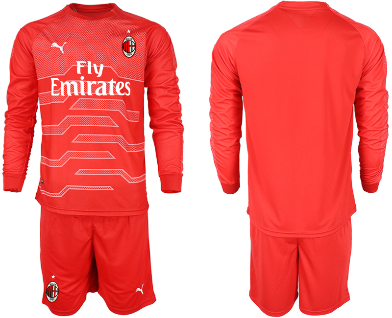 2018-19 AC Milan Red Long Sleeve Goalkeeper Soccer Jersey - Click Image to Close