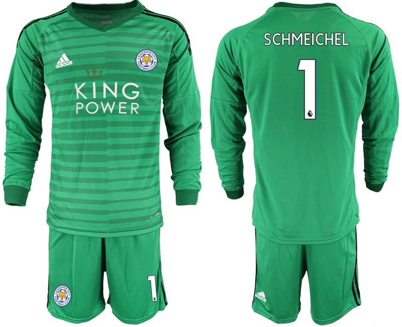 2018-19 Leicester City 1 SCHMEICHEL Green Long Sleeve Goalkeeper Soccer Jersey - Click Image to Close