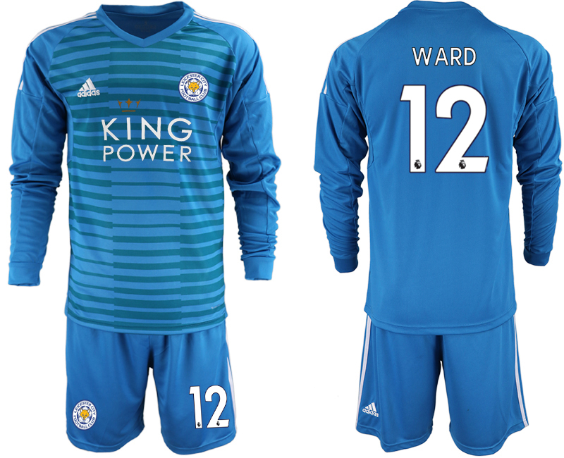 2018-19 Leicester City 12 WARD Blue Long Sleeve Goalkeeper Soccer Jersey