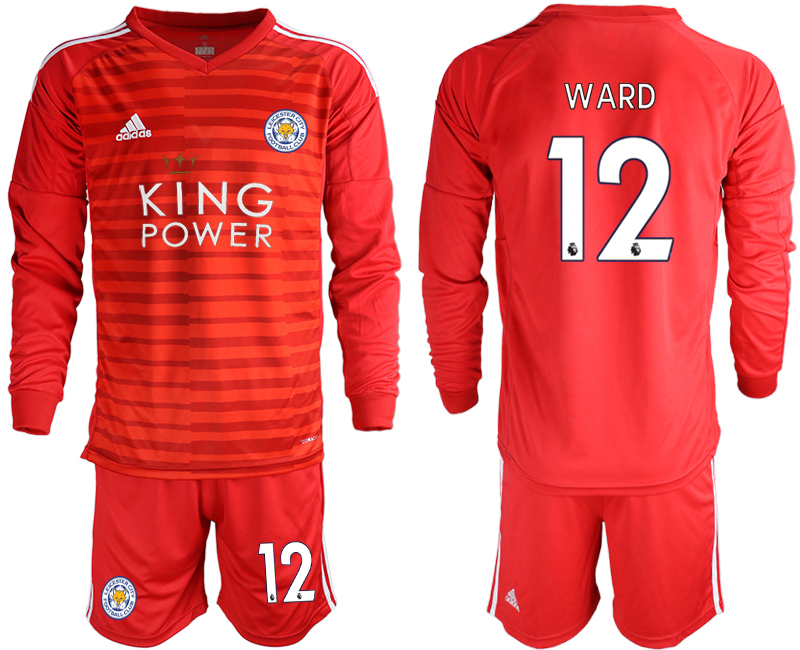 2018-19 Leicester City 12 WARD Red Long Sleeve Goalkeeper Soccer Jersey - Click Image to Close