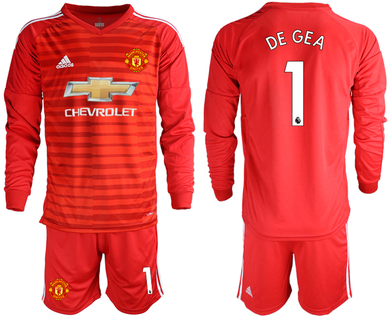 2018-19 Manchester United 1 BUFFON Red Long Sleeve Goalkeeper Soccer Jersey - Click Image to Close