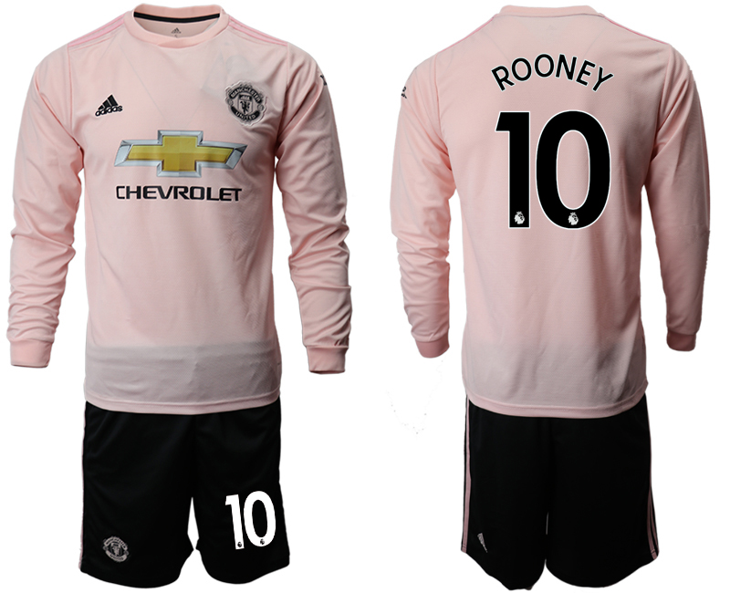 2018-19 Manchester United 10 ROONEY Away Long Sleeve Soccer Jersey