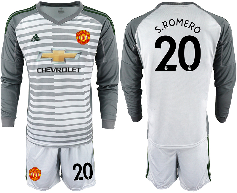 2018-19 Manchester United 20 S.ROMERO Gray Long Sleeve Goalkeeper Soccer Jersey - Click Image to Close