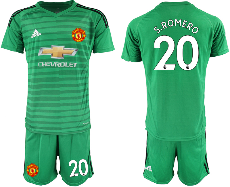 2018-19 Manchester United 20 S.ROMERO Green Goalkeeper Soccer Jersey - Click Image to Close