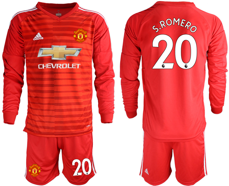 2018-19 Manchester United 20 S.ROMERO Red Long Sleeve Goalkeeper Soccer Jersey - Click Image to Close