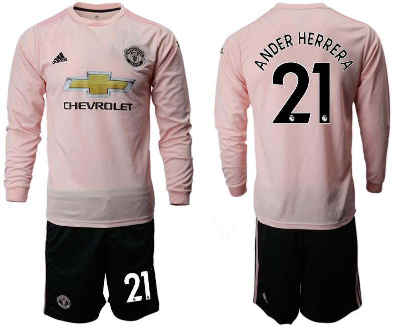 2018-19 Manchester United 21 ANDER HERRERA Away Long Sleeve Soccer Jersey - Click Image to Close