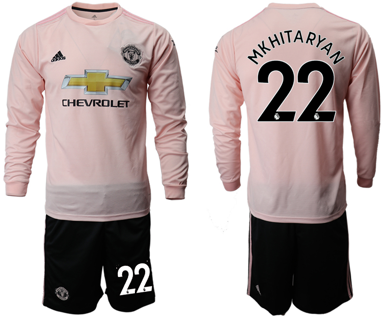 2018-19 Manchester United 22 MKHITARYAN Away Long Sleeve Soccer Jersey